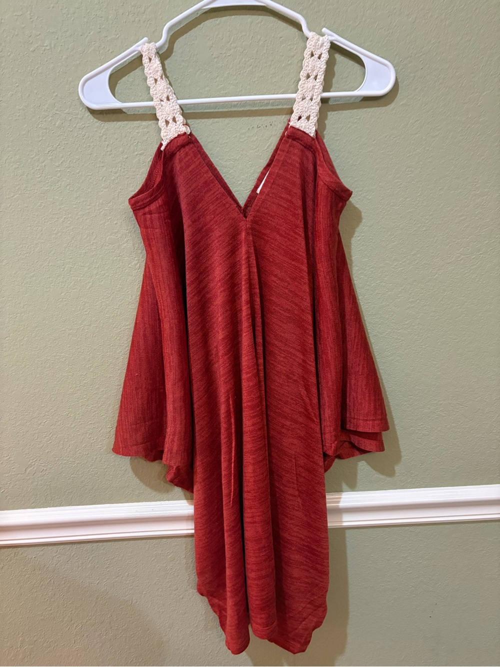 Women’s Red Crochet-Trim Swim Coverup
